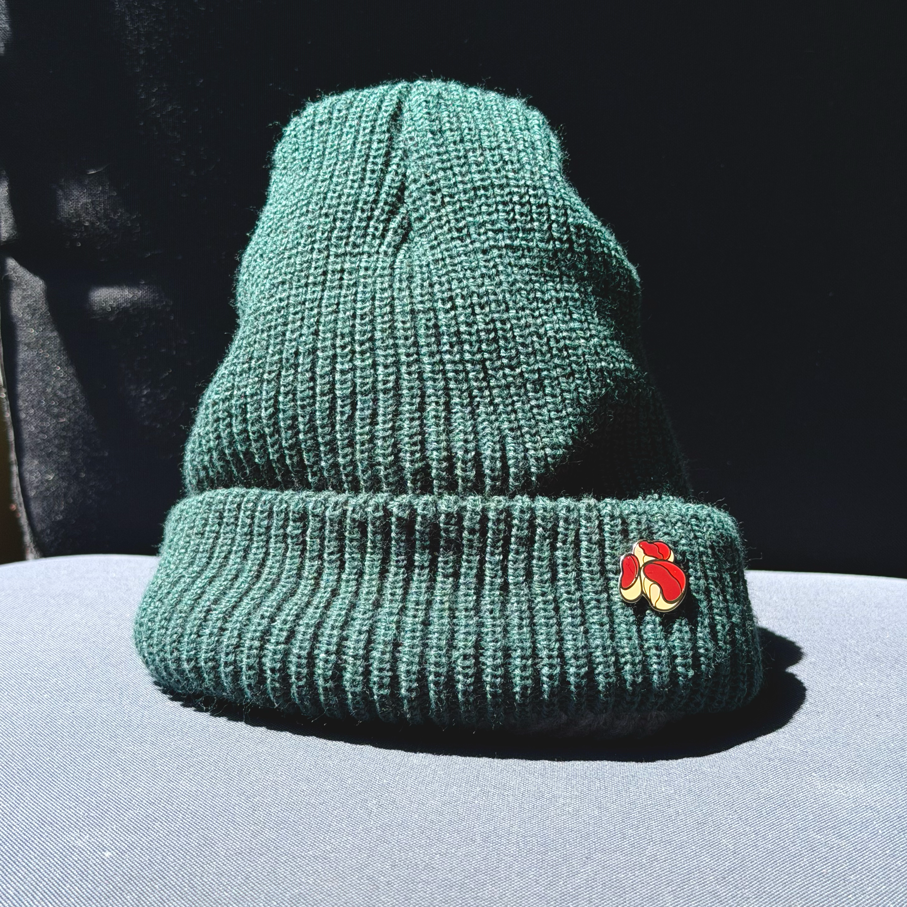 Scarlet Elf Pin on Hat